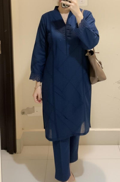 2 Piece Stitched Khaddi Fabric Dress - Ready To Wear