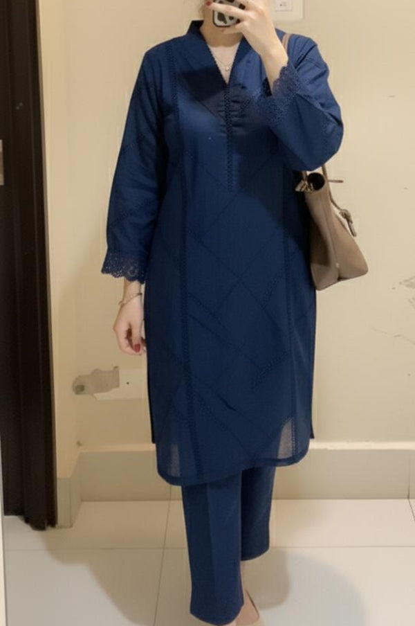 2 Piece Stitched Khaddi Fabric Dress - Ready To Wear