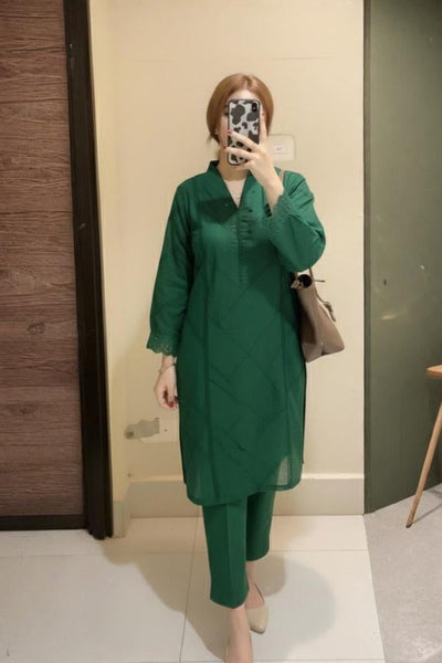 2 Piece Stitched Khaddi Fabric Dress - Ready To Wear