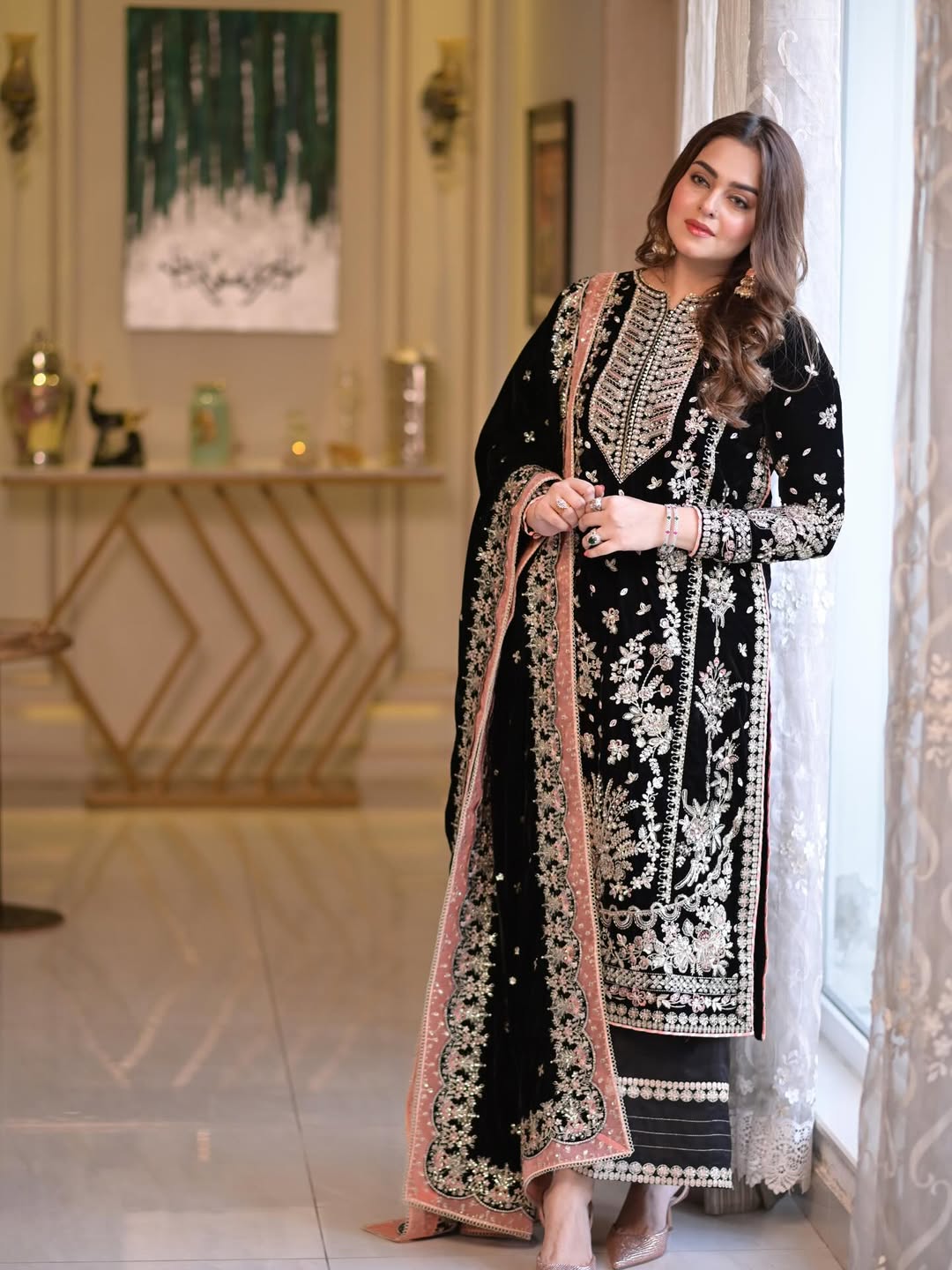 3 Piece Stitched Embroidery Chiffon Suit - Ready To Wear