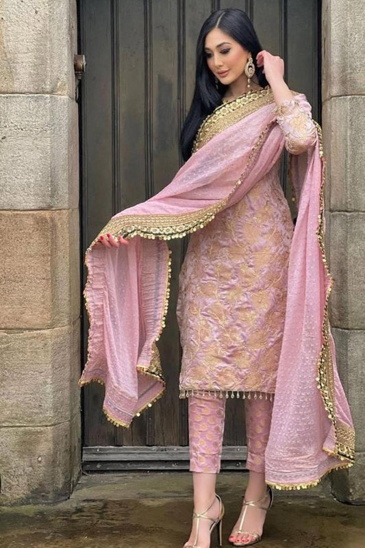 3 Piece Stitched Organza Suit - Ready To Wear