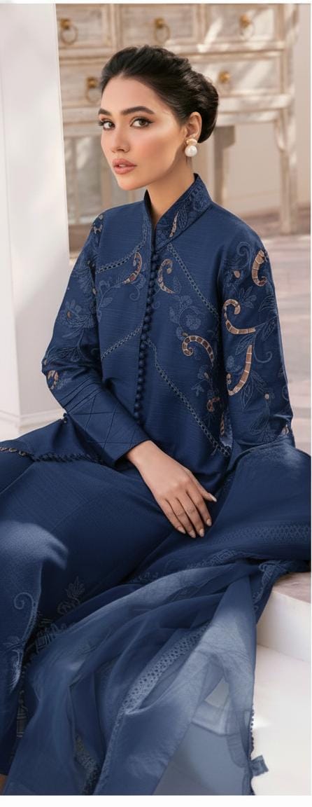 3 Piece Stitched Embroidery Dress - Ready To Wear