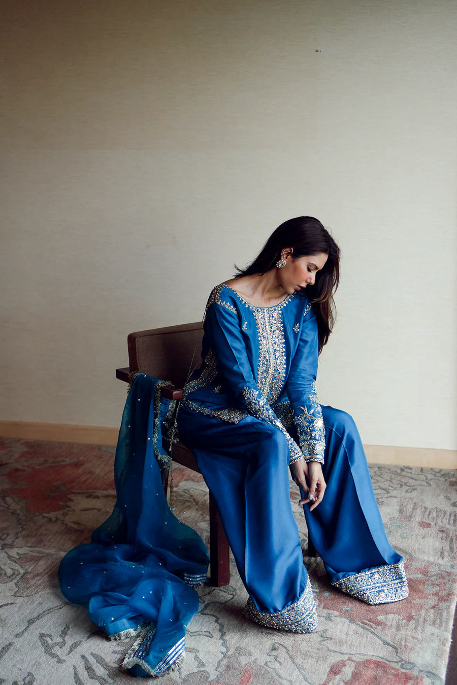 03-Piece Silk Suit With Embroidery - Ready To Wear