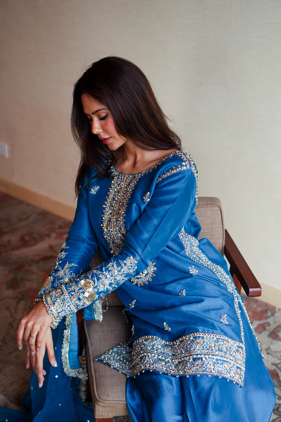 03-Piece Silk Suit With Embroidery - Ready To Wear