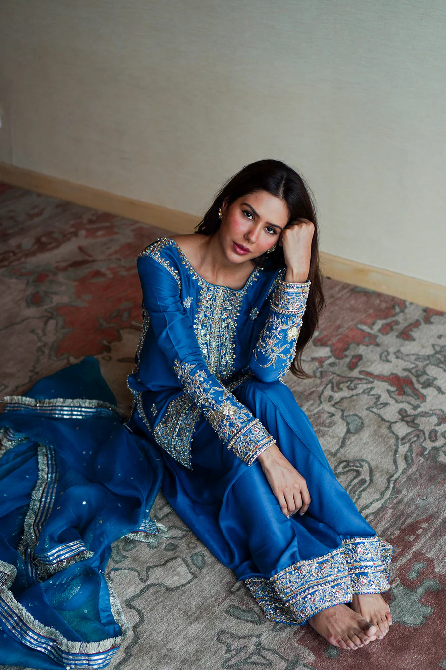 03-Piece Silk Suit With Embroidery - Ready To Wear
