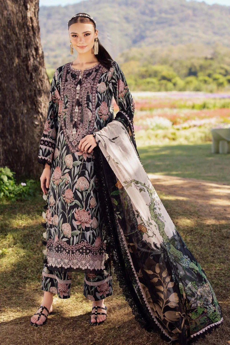 Mishal – Embroidered Digital Lawn & Chiffon 3 Piece Suit | Ready To Wear