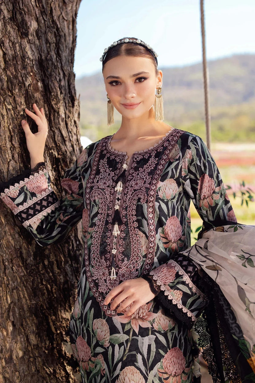Mishal – Embroidered Digital Lawn & Chiffon 3 Piece Suit | Ready To Wear