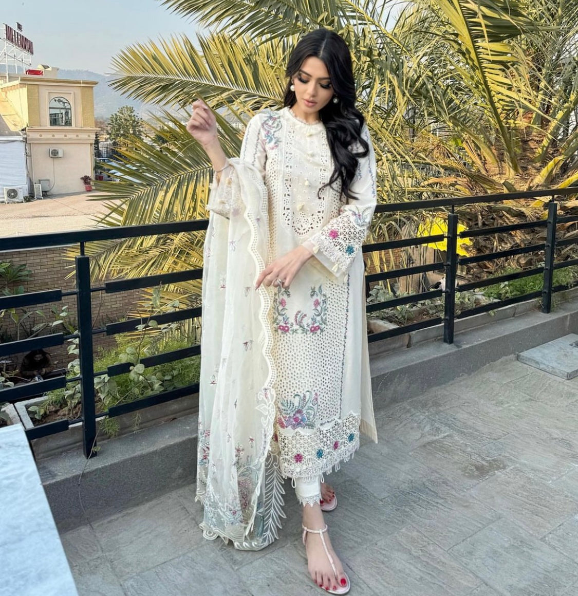 03-Piece Chikankari Embroidered Suit