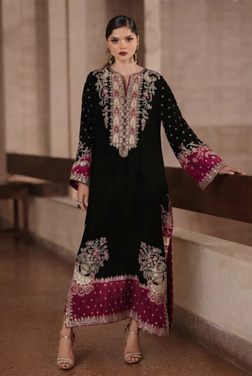 Heavy Embroidered Charmeuse Silk Suit with Sequin & Laser Work | 3 Piece| Ready To Wear