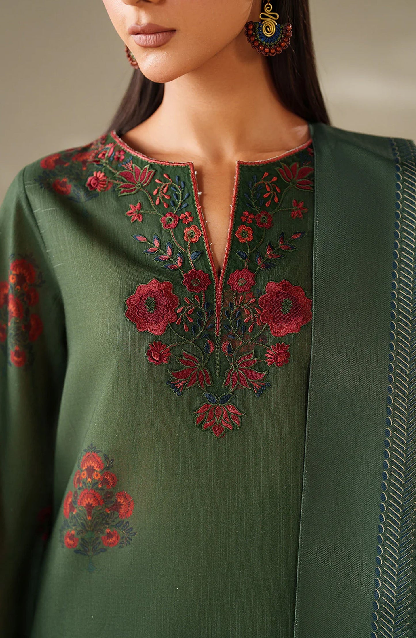 3Piece Heavy Embroidered Lawn Dress Ready To Wear
