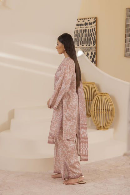 3 Piece Stitched Lawn  Suit - Ready  to Wear