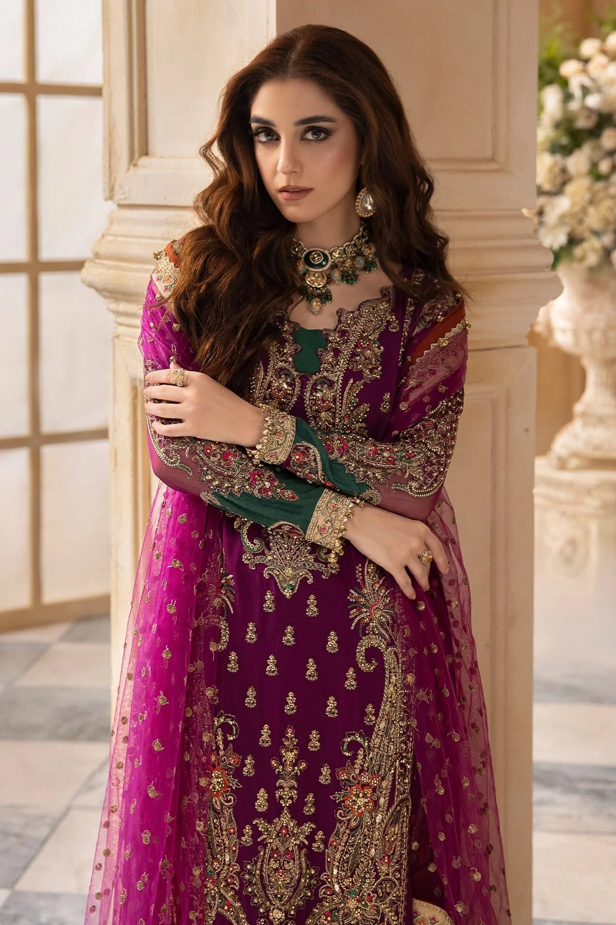 03-Piece Organza Suit With Embroidery - Ready To Wear