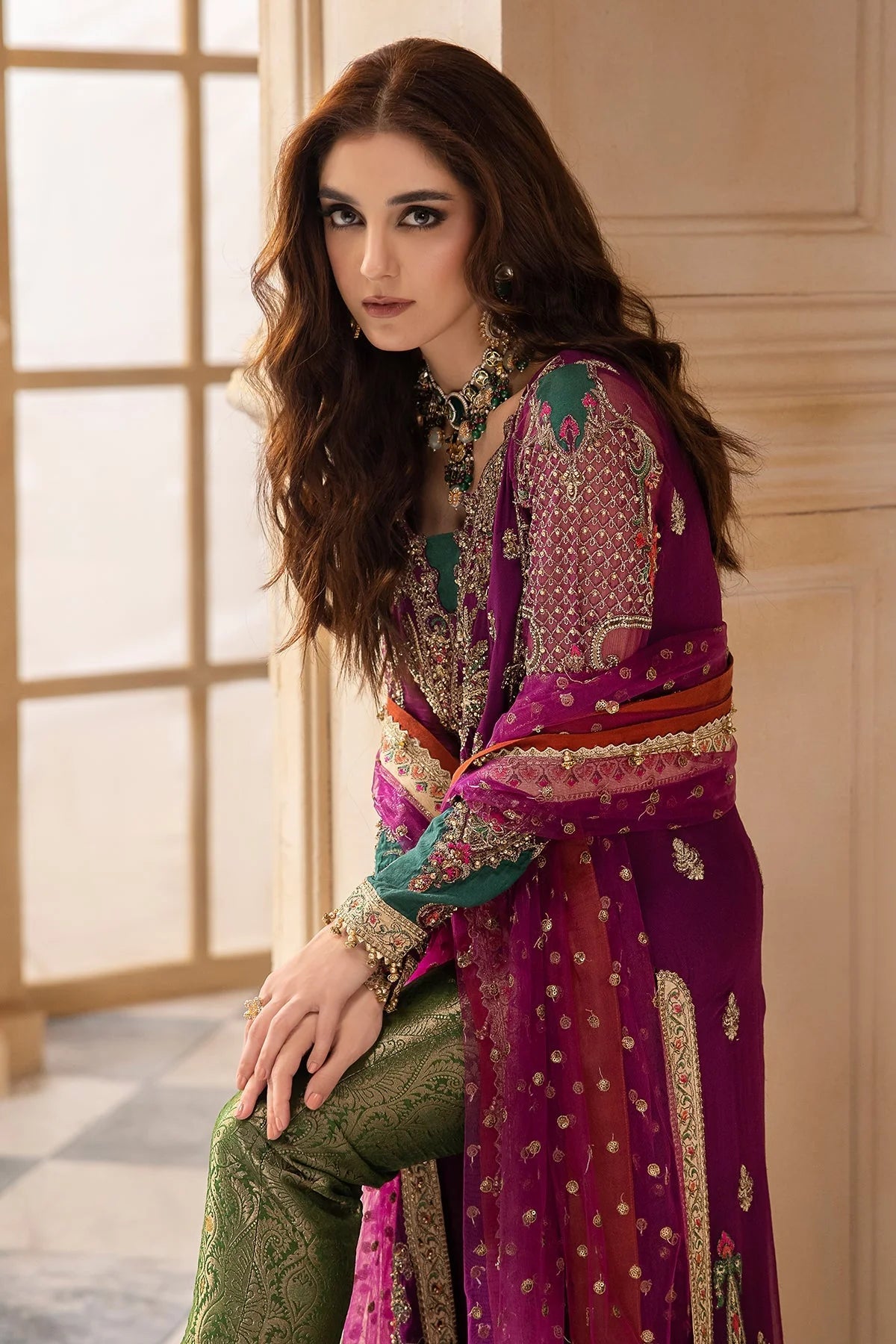 03-Piece Organza Suit With Embroidery - Ready To Wear