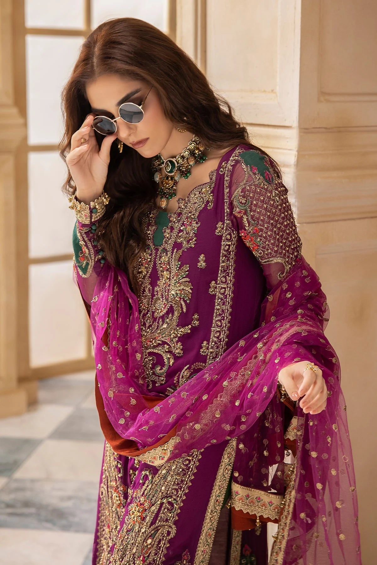 03-Piece Organza Suit With Embroidery - Ready To Wear