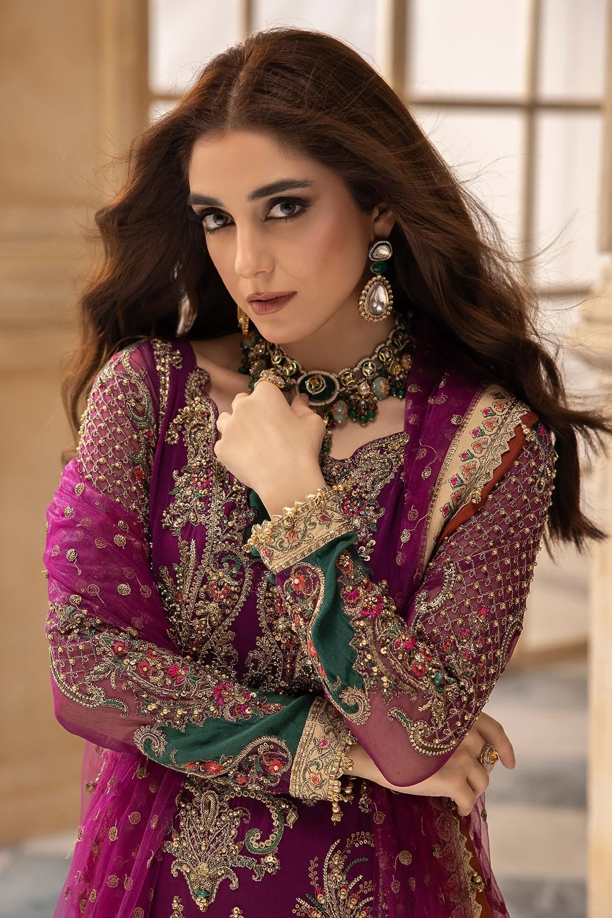 03-Piece Organza Suit With Embroidery - Ready To Wear