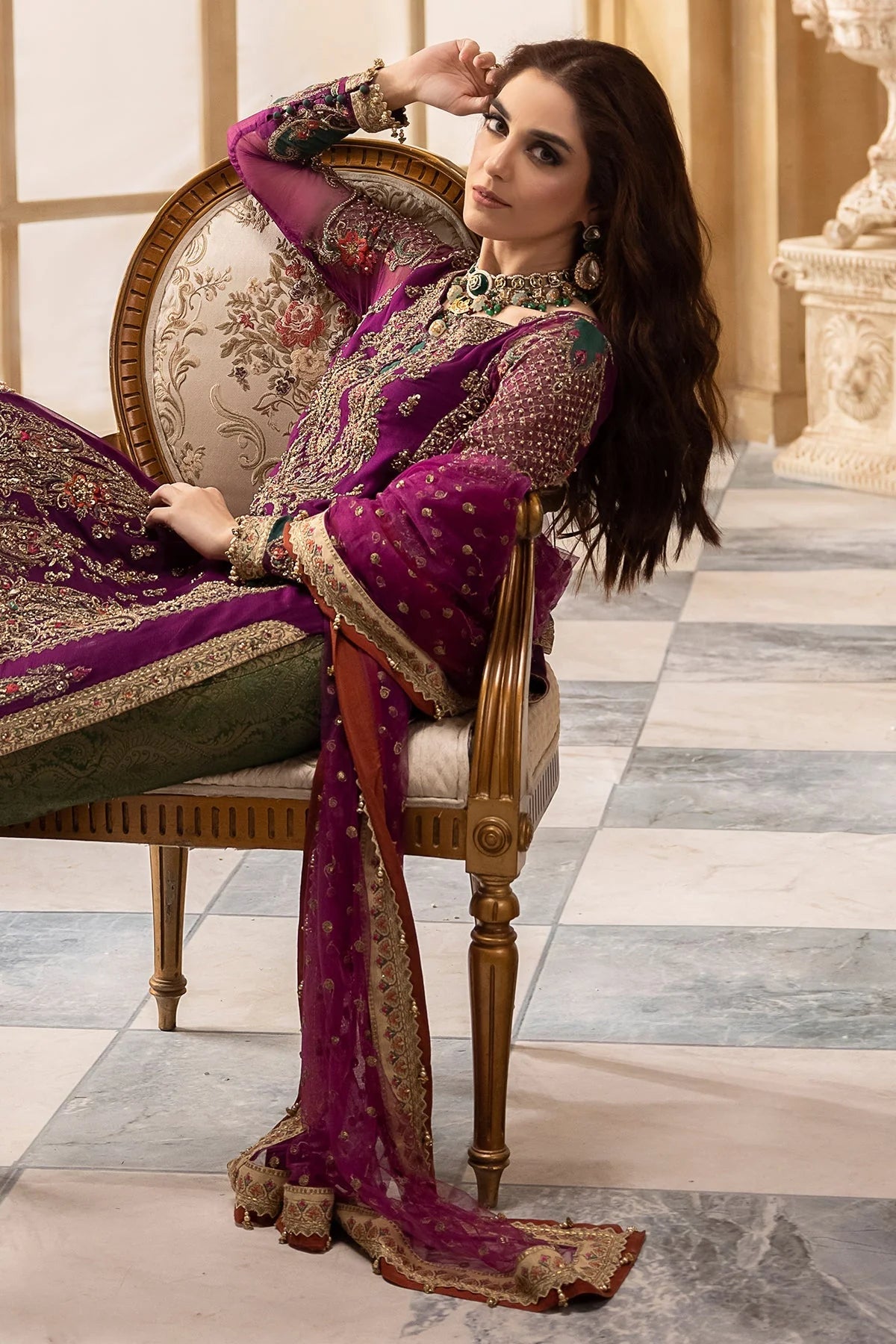 03-Piece Organza Suit With Embroidery - Ready To Wear