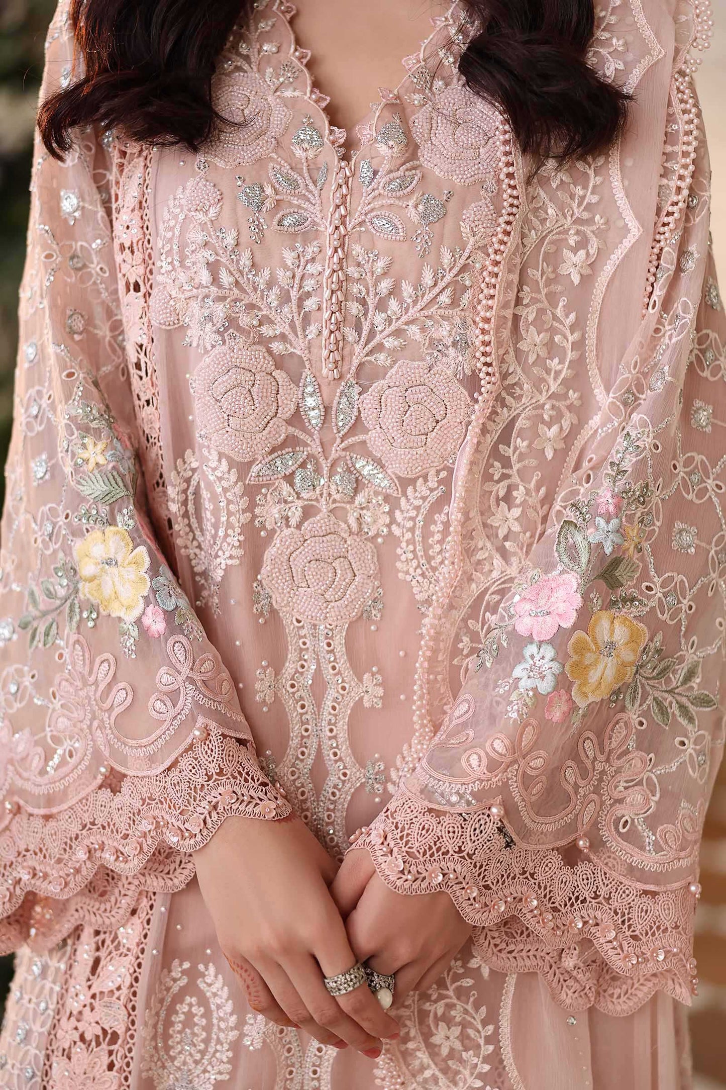 03-Piece Chiffon Suit With Heavy Embroidery - Ready To Wear
