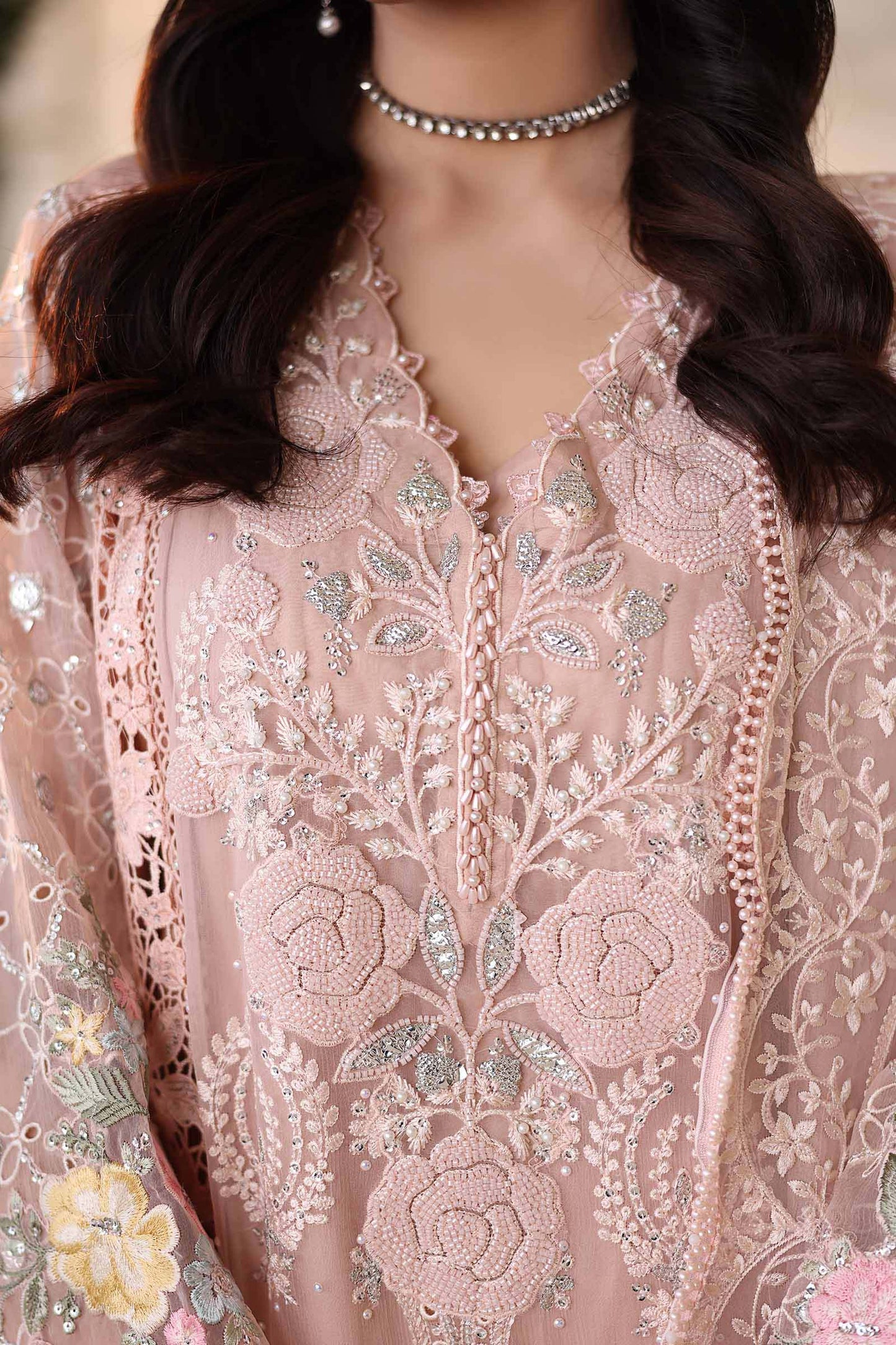 03-Piece Chiffon Suit With Heavy Embroidery - Ready To Wear