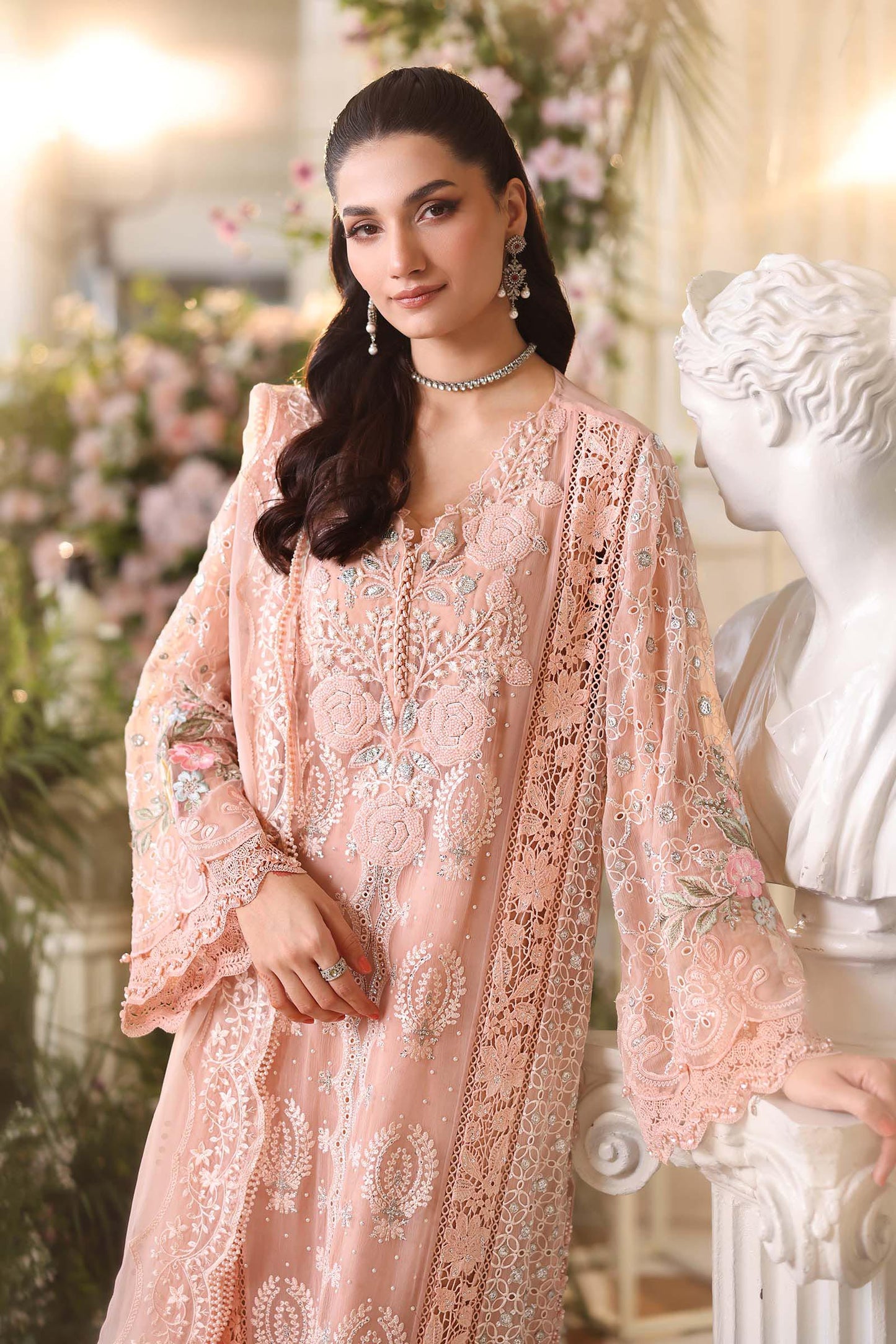 03-Piece Chiffon Suit With Heavy Embroidery - Ready To Wear