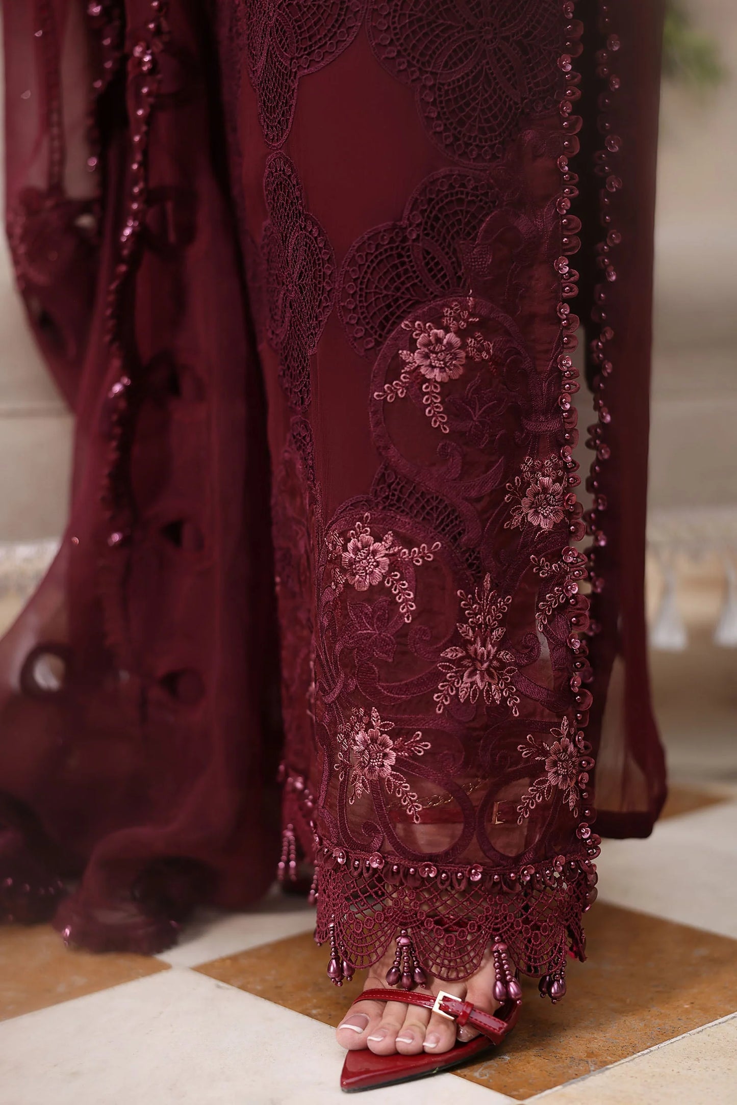 03-Piece Chiffon Suit With Embroidery - Ready To Wear