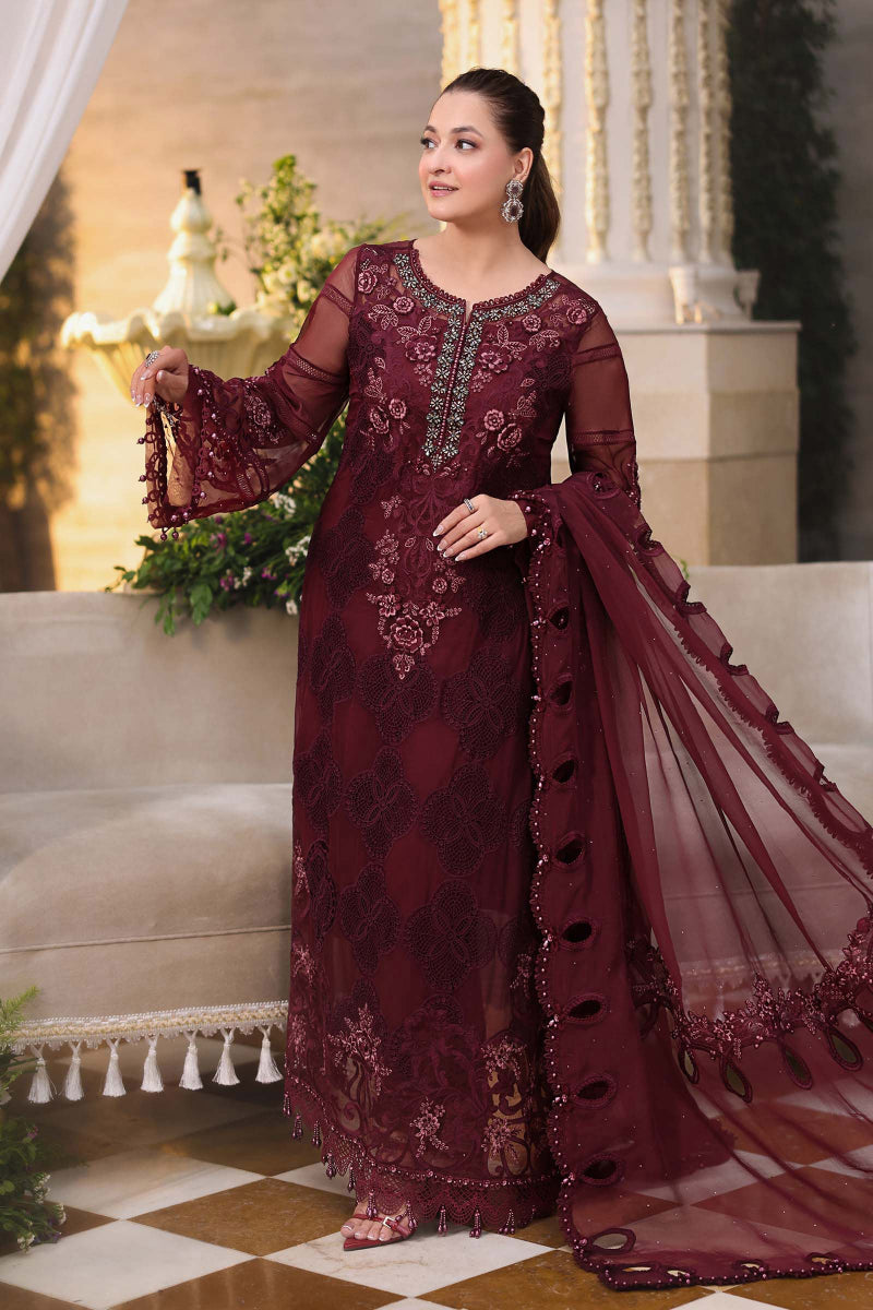 03-Piece Chiffon Suit With Embroidery - Ready To Wear