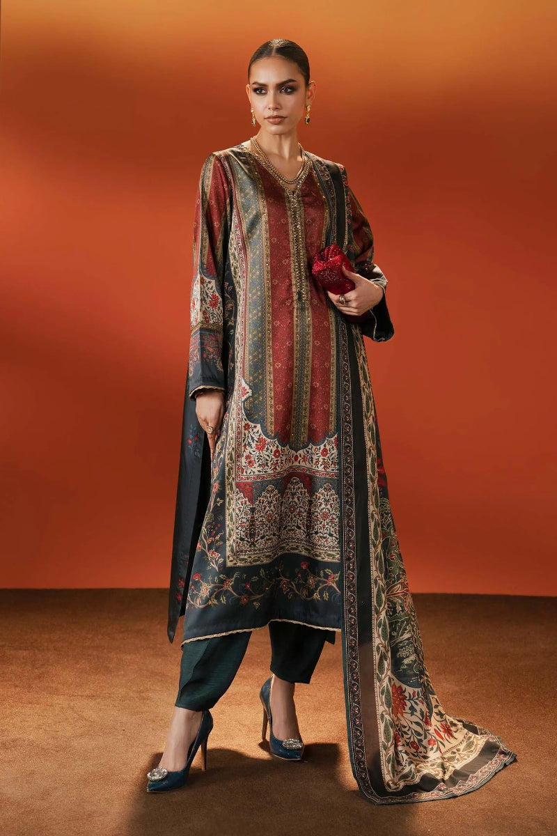 03-Piece Printed Lawn Suit With Chiffon Dupatta | Ready To Wear