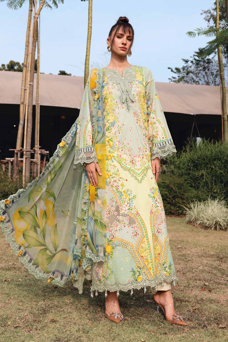 03-Piece Printed Lawn Suit With Embroidery - Ready To Wear