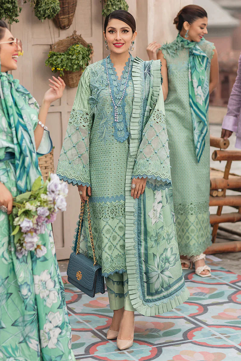 3PC CHIKNKARI LAWN SUIT WITH DIGITAL PRINT SILK DUPATTA