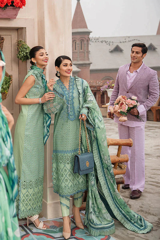 3PC CHIKNKARI LAWN SUIT WITH DIGITAL PRINT SILK DUPATTA