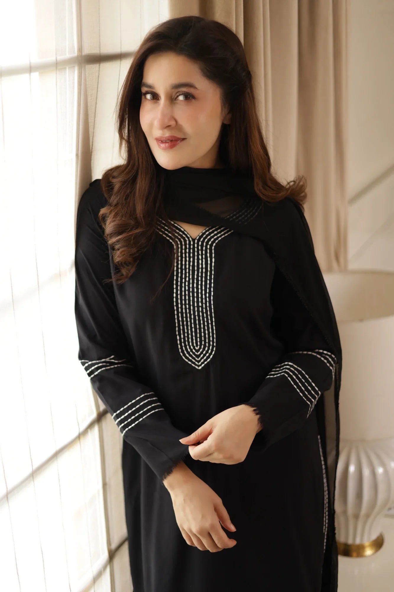 Noir Linear Elegance - 3 Piece Suit | Ready To Wear
