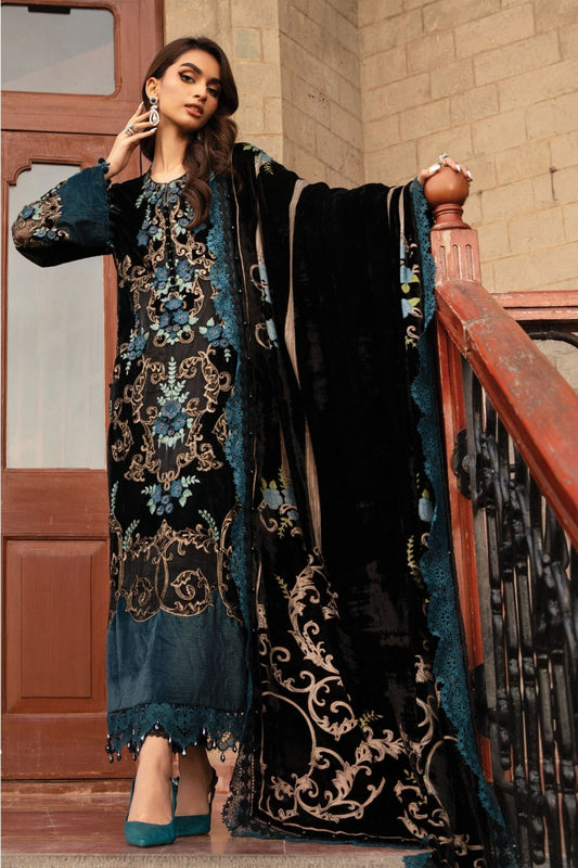 3 Piece Stitched Embroidery Velvet Dress - Ready To Wear