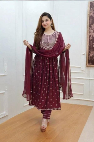 3 Piece Stitched Linen Dress - Ready To Wear