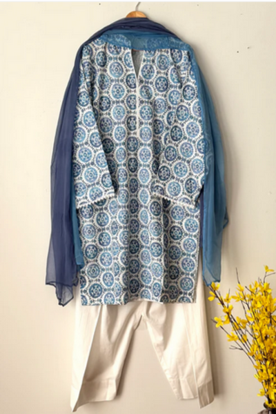 3 Piece Stitched Read to Wear Chikankari Suit