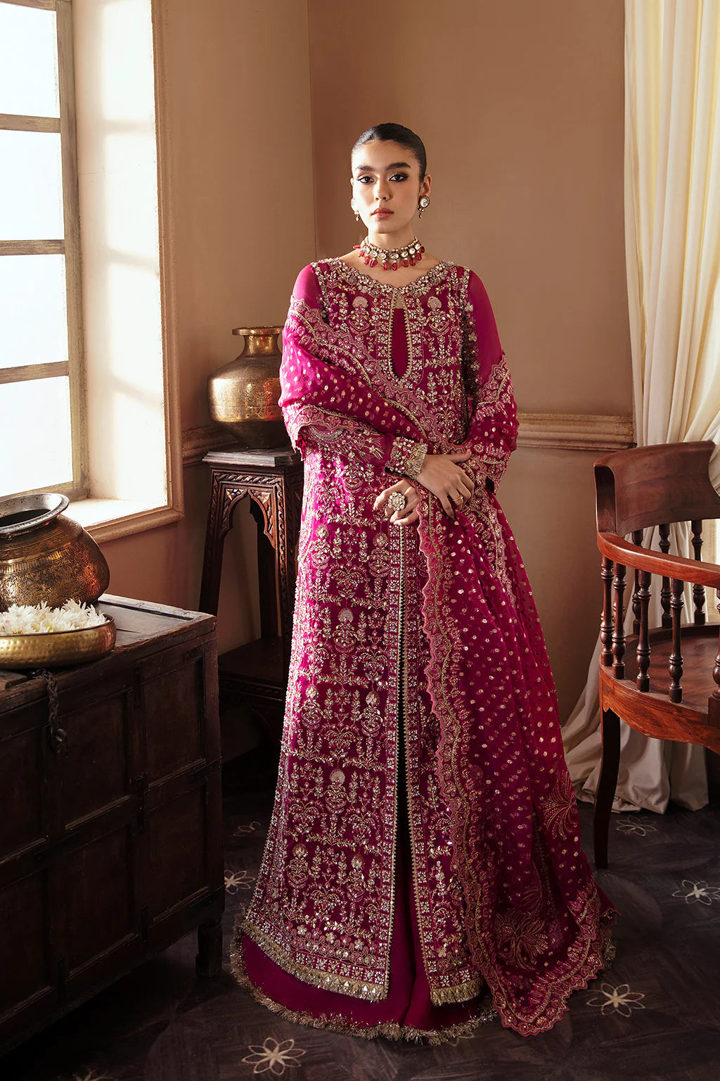 03-Piece Organza Suit With Embroidery - Ready To Wear