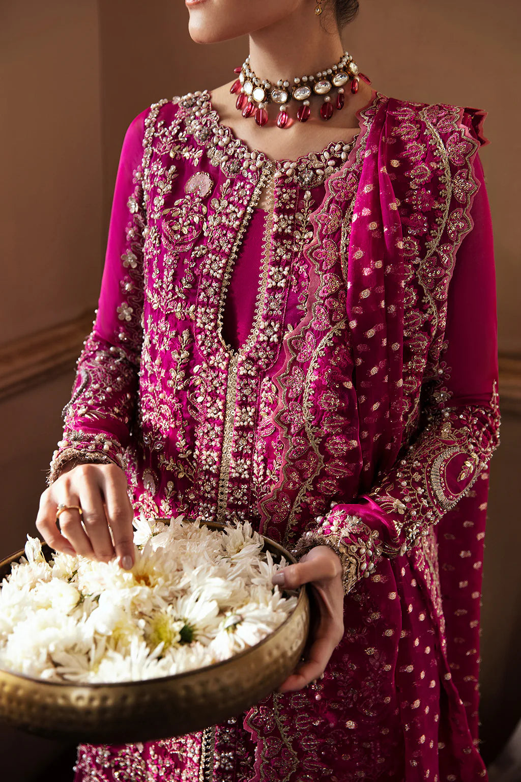 03-Piece Organza Suit With Embroidery - Ready To Wear