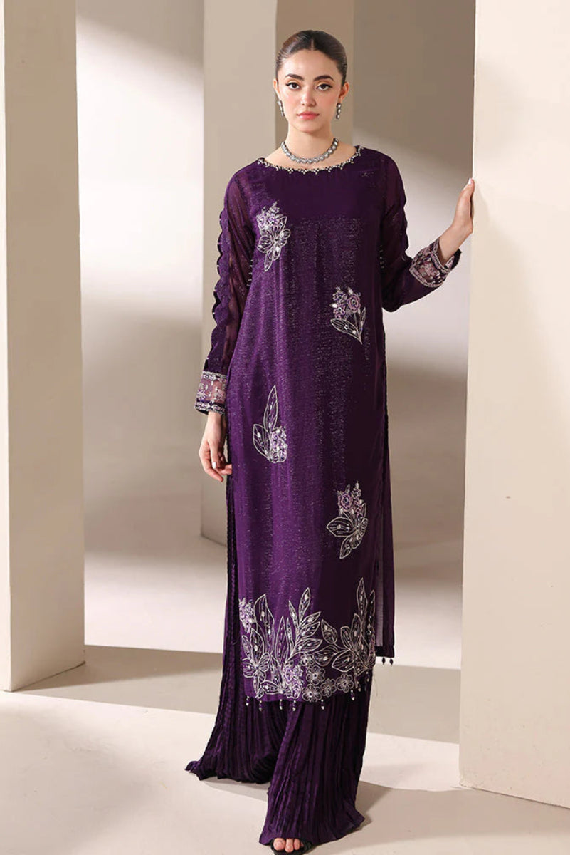 03-Piece Chiffon Suit With Embroidery - Ready To Wear
