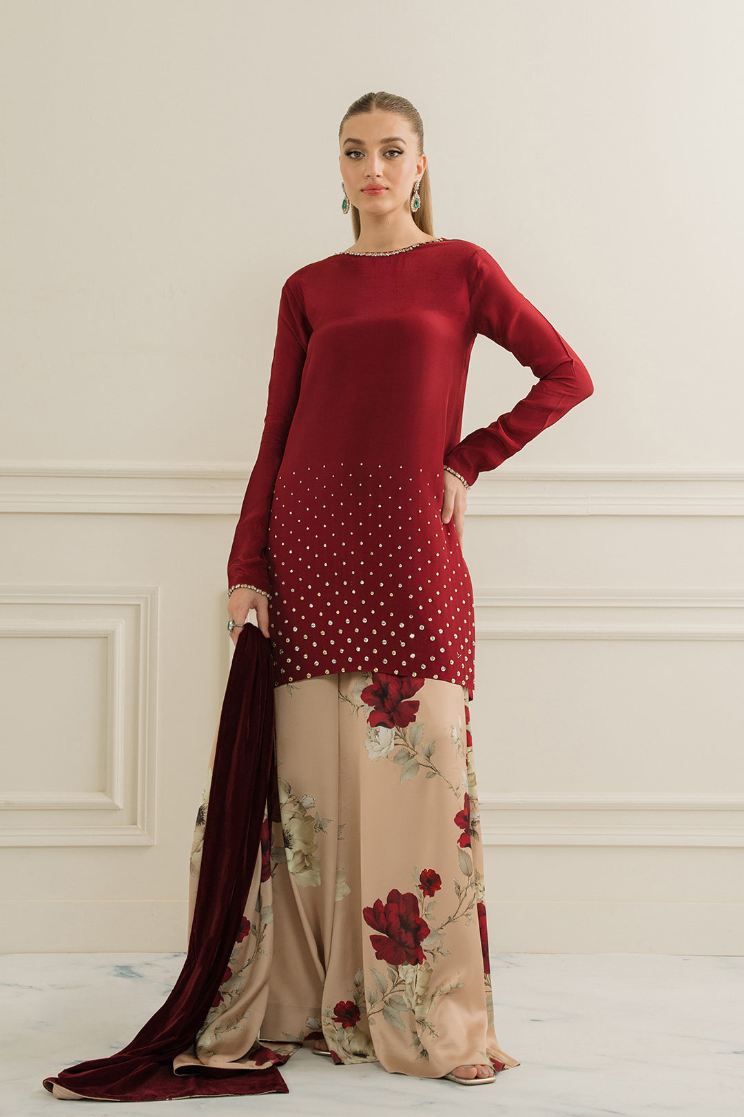 03PCS SILK STITCHED SUIT READY TO WEAR