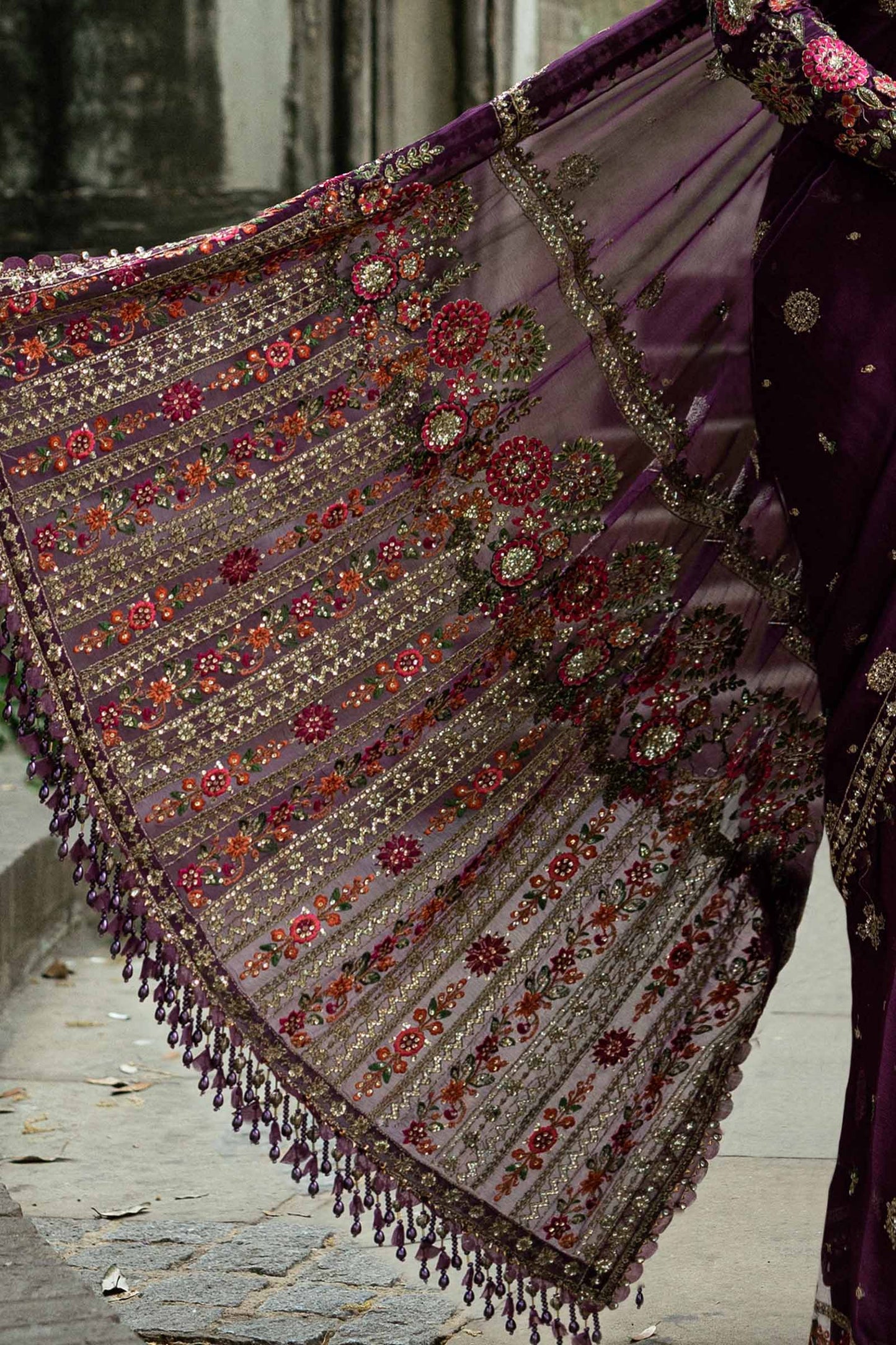 03-Piece Embroidered Chiffon Saree - Ready To Wear