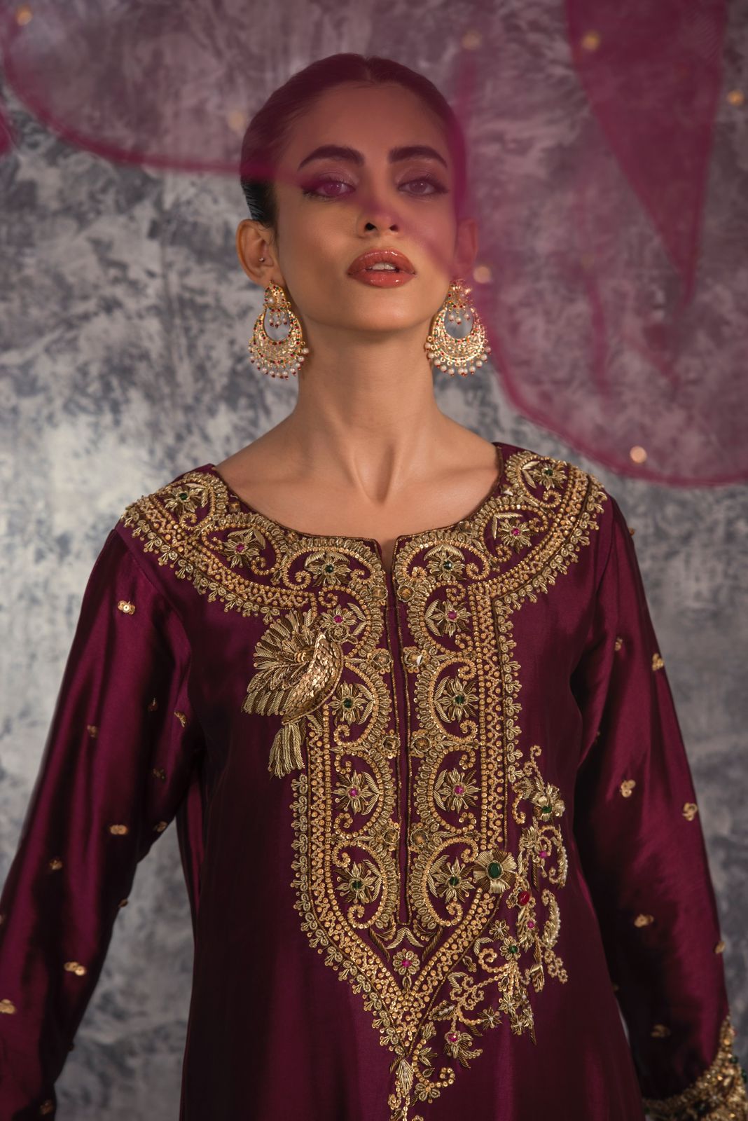 03-Piece Sheesha Silk With Embroidery - Ready To Wear