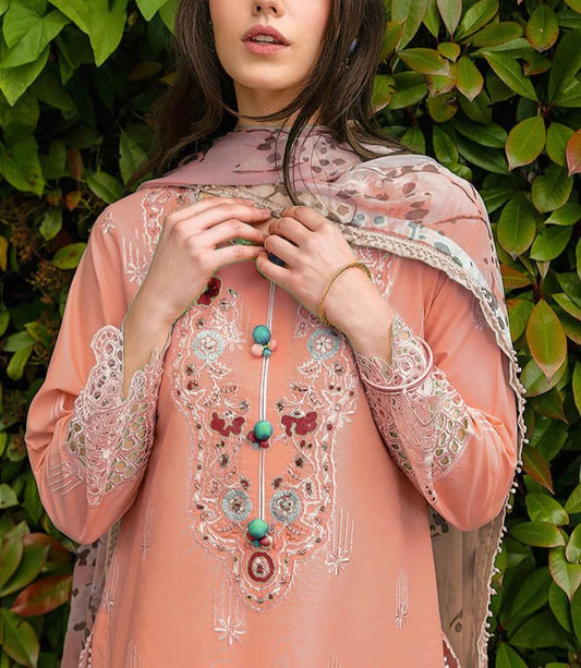 03-Piece Embroidered Organza Suit | Ready To Wear