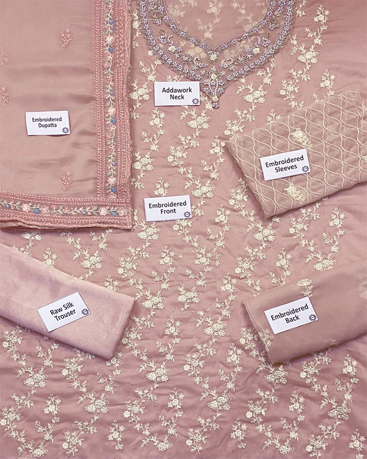 3 Piece Stitched Chiffon Embroidery Dress - Ready To Wear