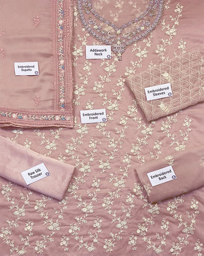 3 Piece Stitched Chiffon Embroidery Dress - Ready To Wear