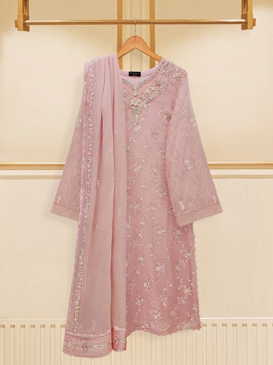 3 Piece Stitched Chiffon Embroidery Dress - Ready To Wear