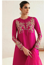 3 Piece Stitched Embroidery Raw Silk Dress - Ready To Wear