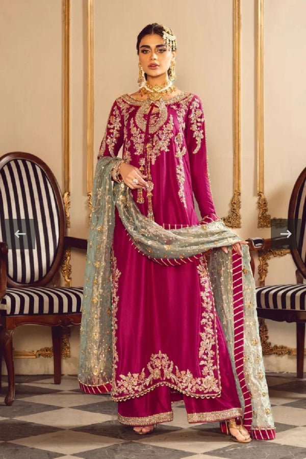 3 Piece Stitched Embroidery Organza Dress - Ready To Wear