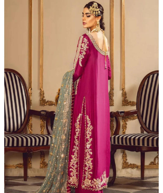 3 Piece Stitched Embroidery Organza Dress - Ready To Wear