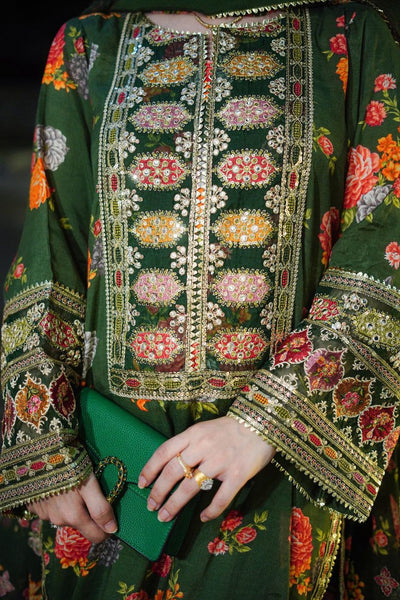 3 Piece Stitched Embroidery Silk Suit - Ready To Wear