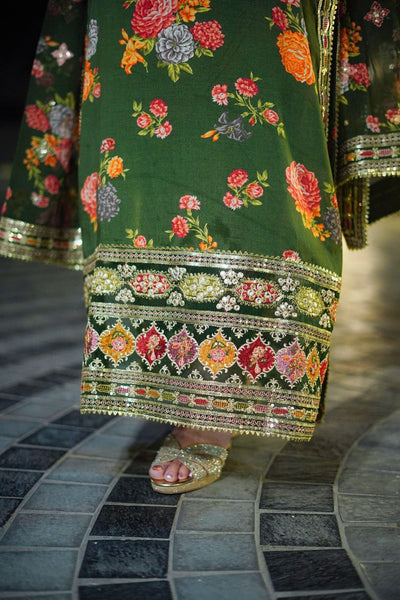 3 Piece Stitched Embroidery Silk Suit - Ready To Wear