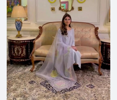 3 Piece Stitched Silk Suit - Ready To Wear