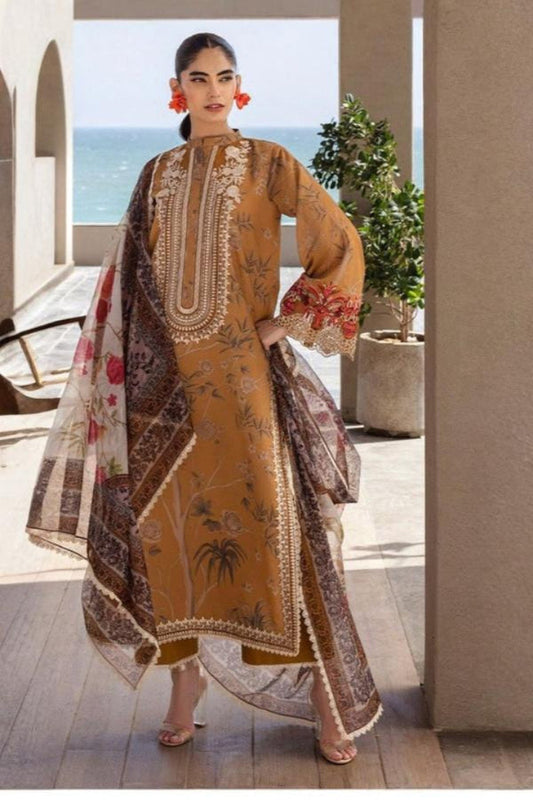 3 Piece Stitched Lawn Dress - Ready To Wear